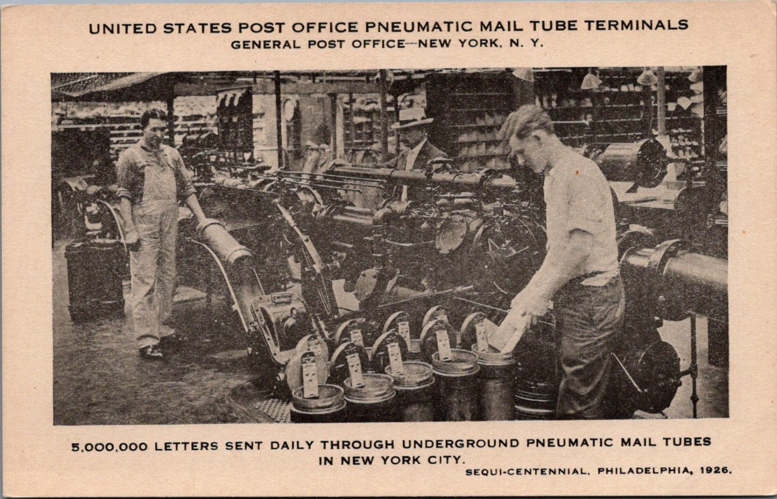 1926 NYC Post Office Pneumatic Mail Tube RPPC - James T. Towhill