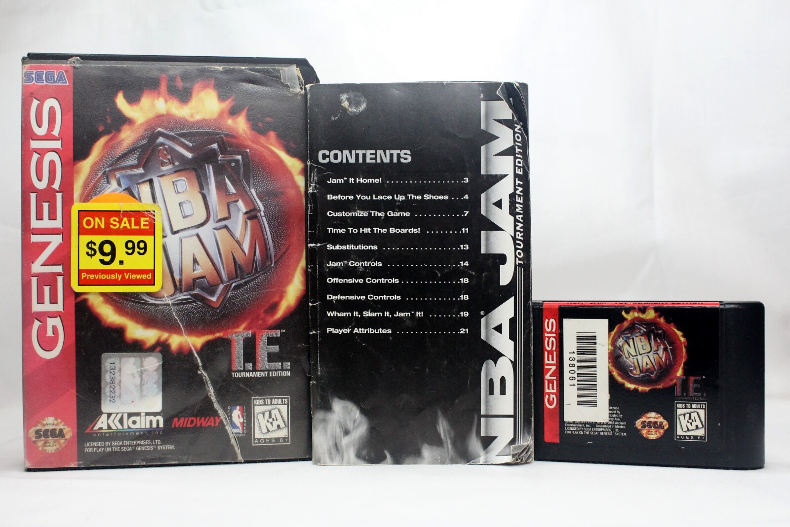NBA Jam: Tournament Edition (Sega Genesis, 1995) Box  Cartridge & Manual  TESTED