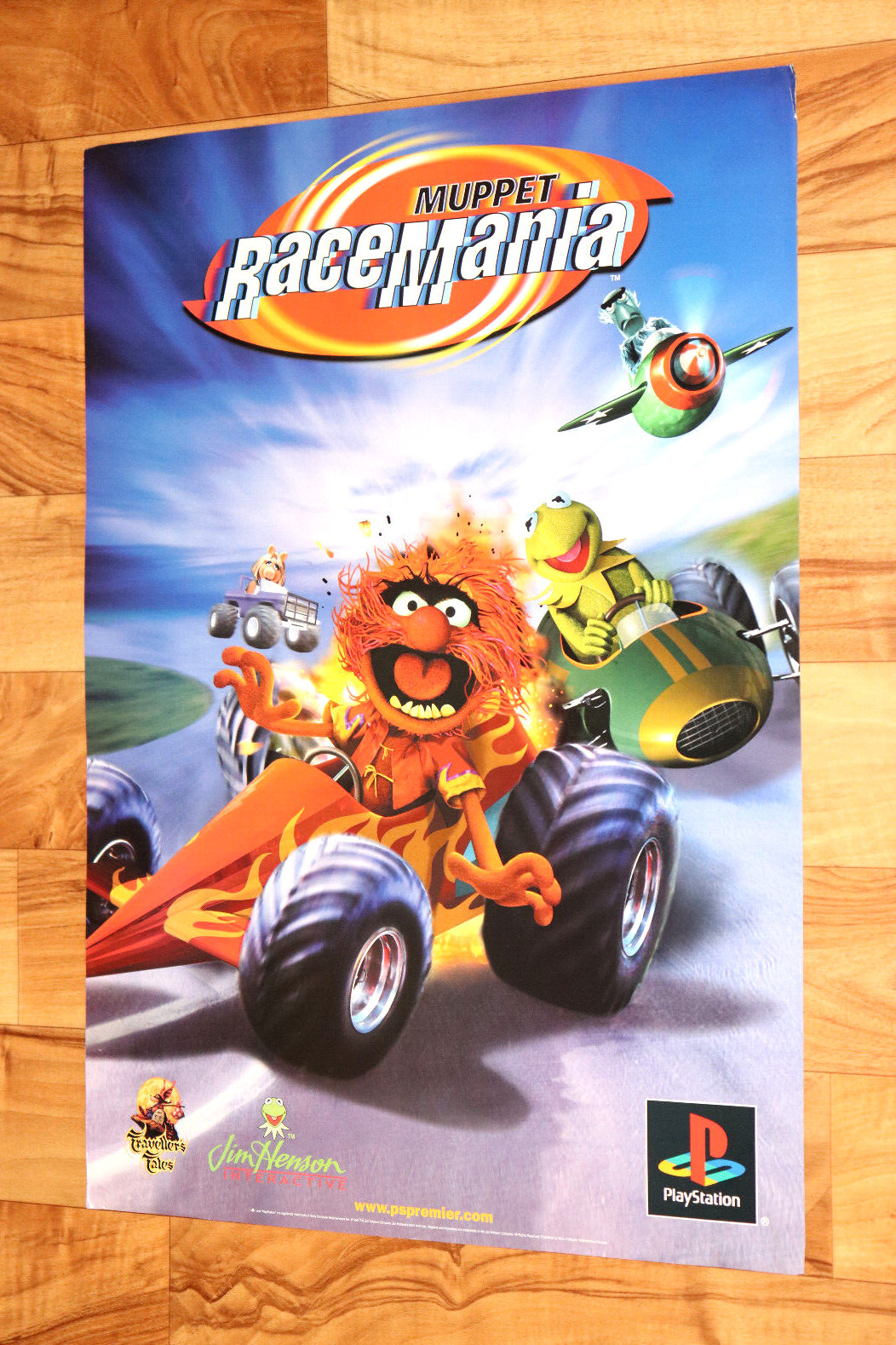 1999 Muppet RaceMania PS1 PlayStation Vintage Game Store Promo Poster 59x42cm