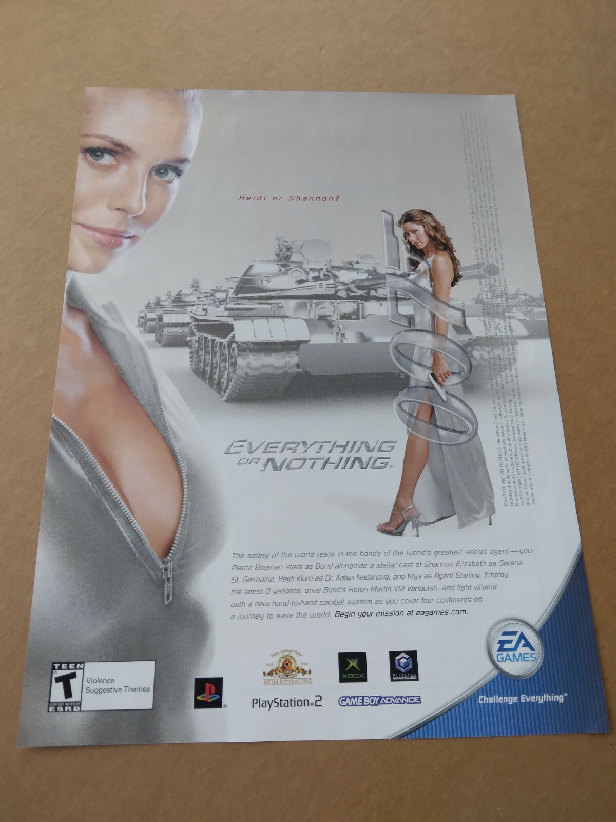 2003 Video Game Promo Print Ad 007 EVERYTHING OR NOTHING, Heidi or Shannon?  EA