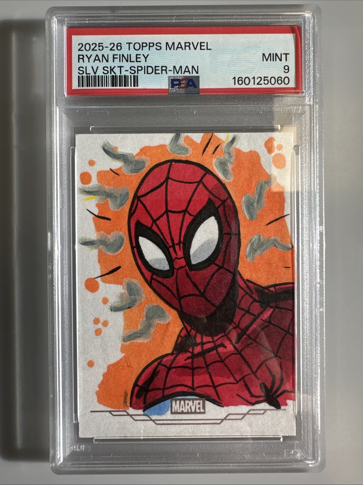 2025 Topps Chrome Marvel Studios Spider-Man Ryan Finley Sketch #1/1 PSA 9