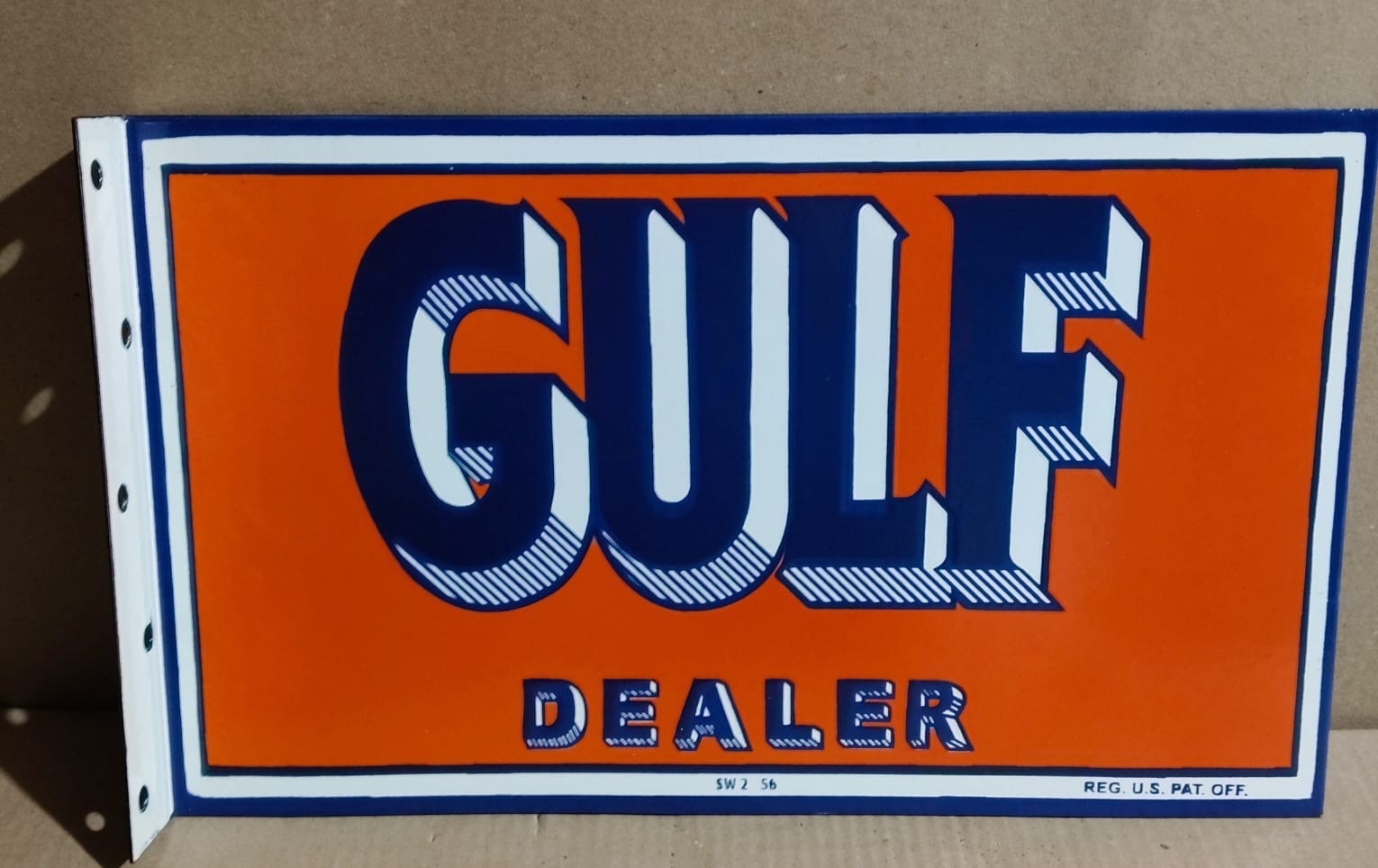 Gulf Dealer Porcelain Enamel Sign  18 x 10 Inches 2 Sided