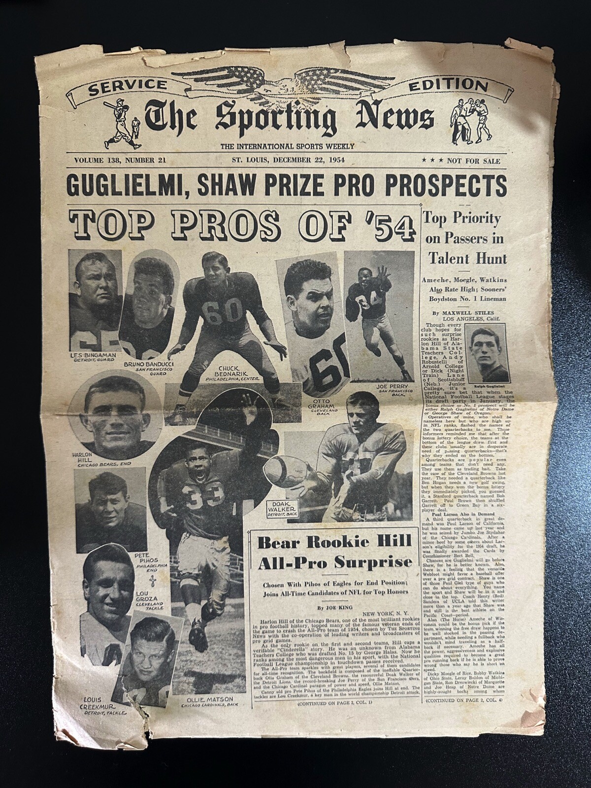 THE SPORTING NEWS Service Edition 1954 Vol.138 No.21 Newspaper 8 Pages