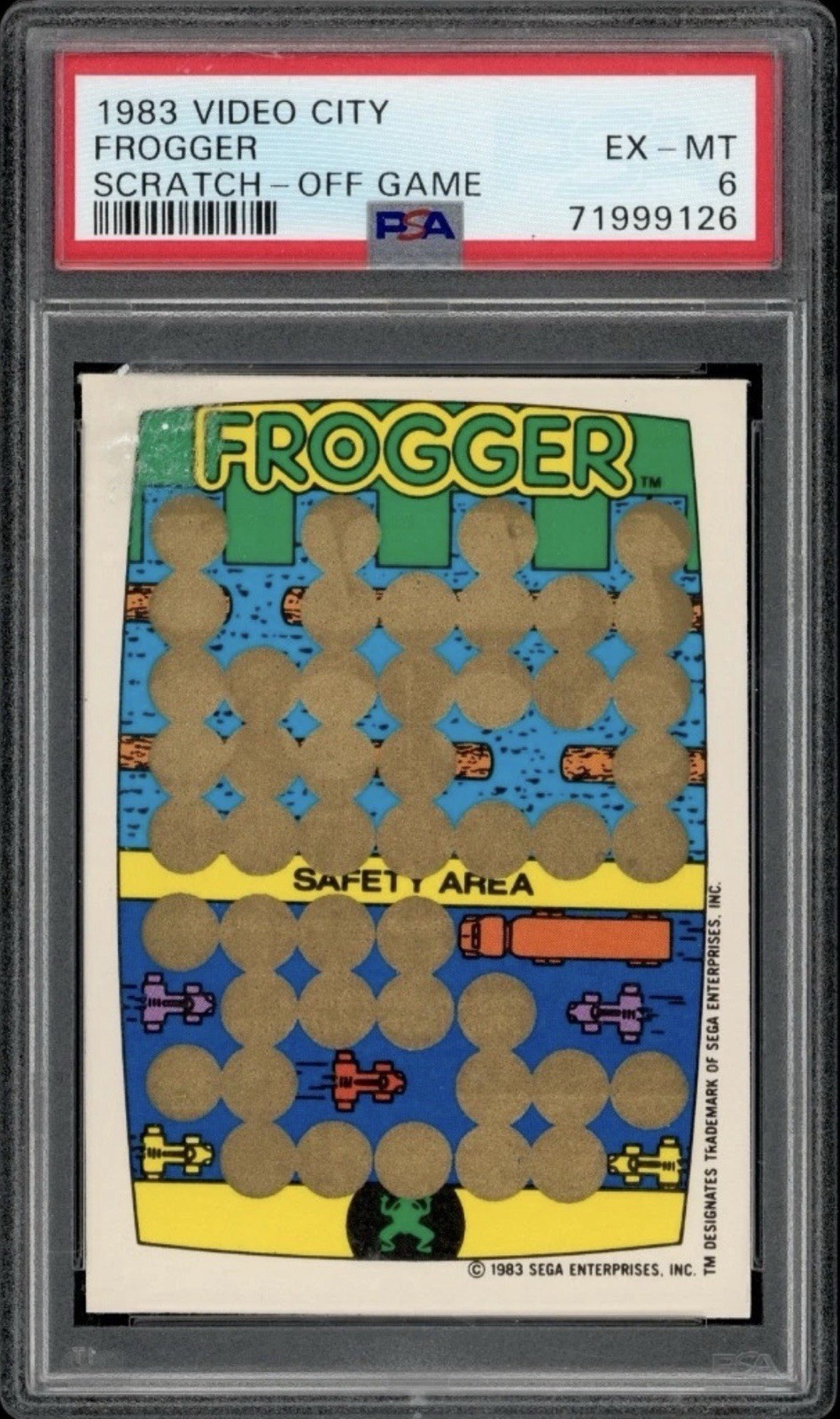 1983 VIDEO CITY FROGGER Scratch Off Game PSA 6 Non Sport Card Vintage Sticker