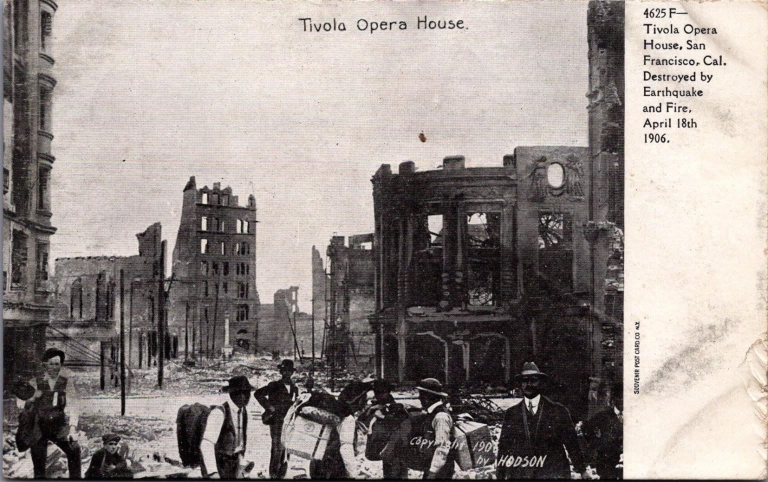 1906 San Francisco Earthquake & Fire Tivola Opera House Ruins Postcard