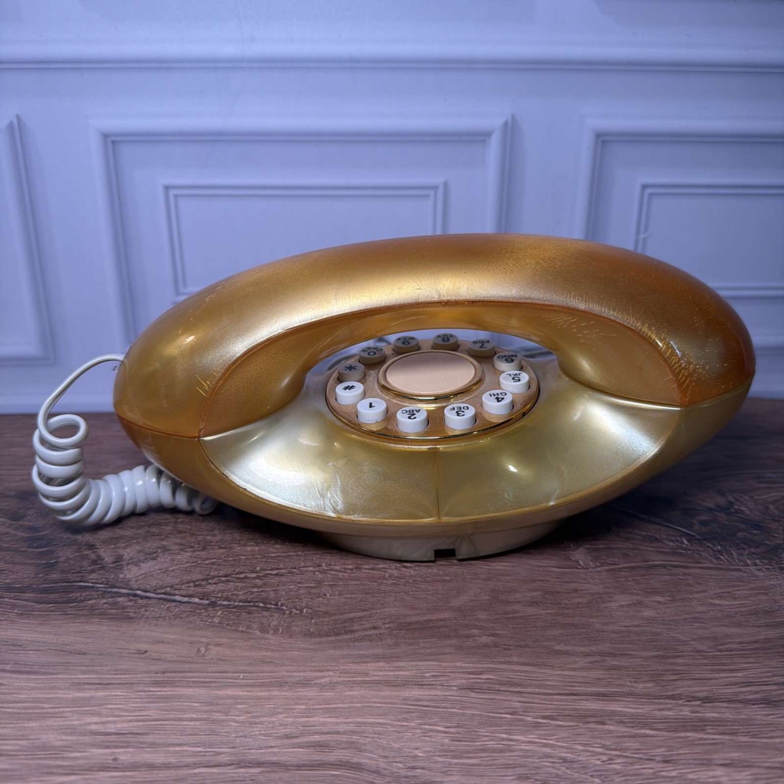 Vintage 1970s Western Electric Bell System Gold Donut Push Button Phone