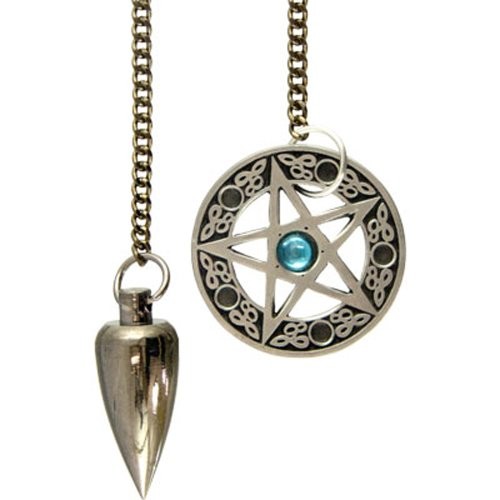 Real Metal Pendulum with Pentagram Cone Brushed Metal New Age Pentacle