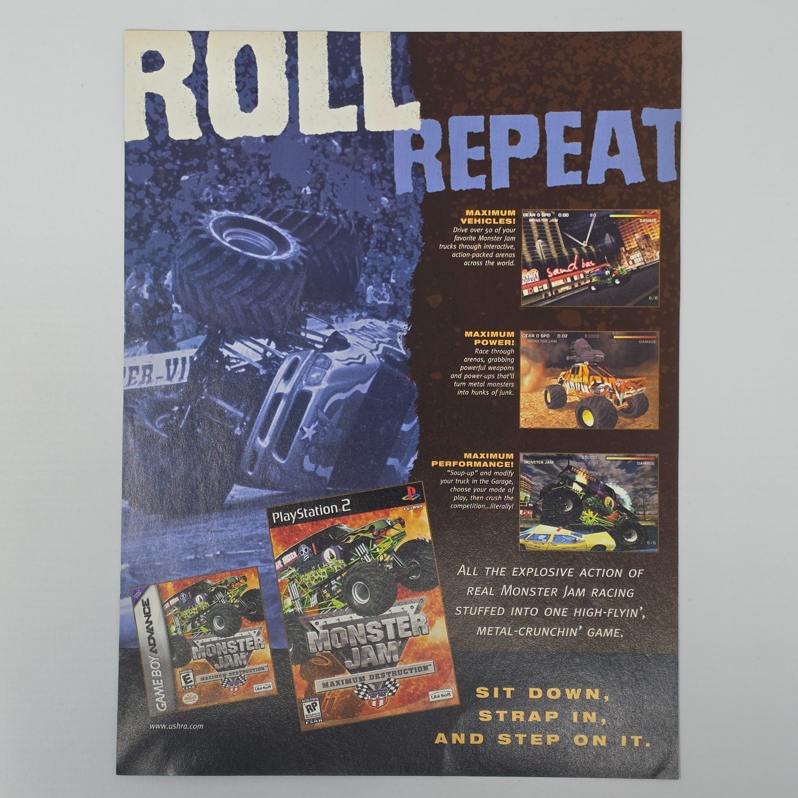 Monster Jam PlayStation 2 PS2 Game Boy Advance Authentic Magazine Ad