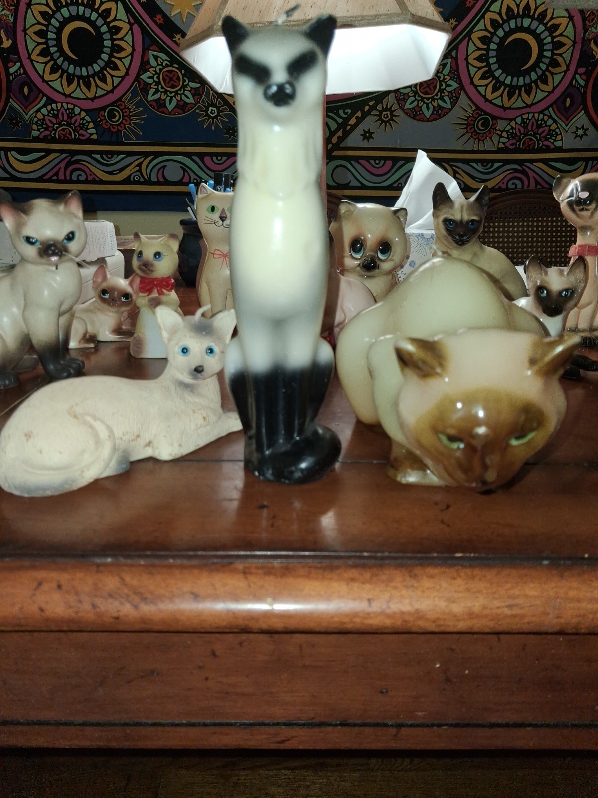 REDUCED Vintage Siamese Cat Decorative Candles 3 piece family