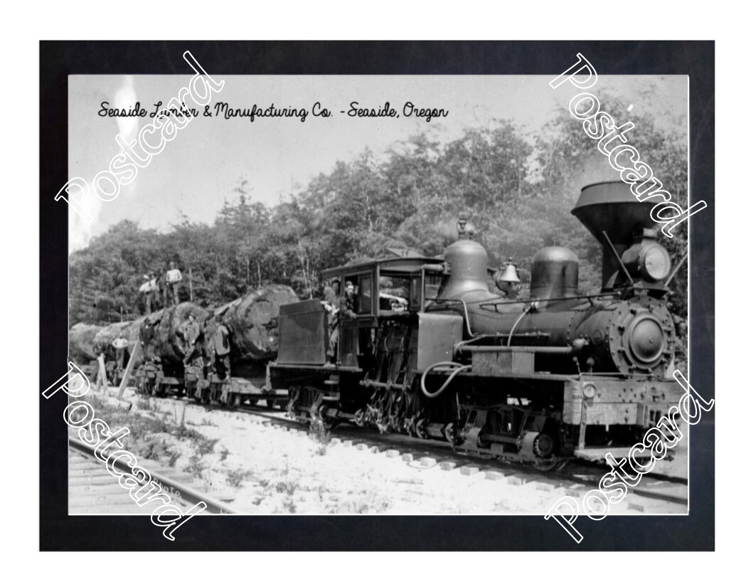Historic Seaside Lumber & Manufacturing Co. - Seaside, Oregon Train Postcard