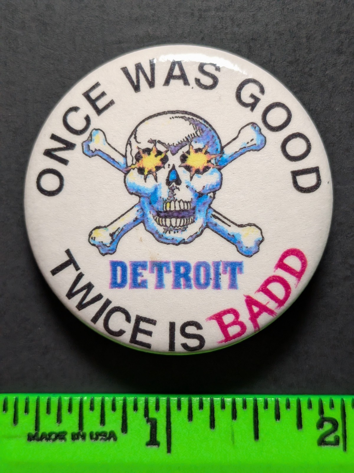 Vintage Skull Detroit Pistons Basketball Bad Boys Pinback Pin