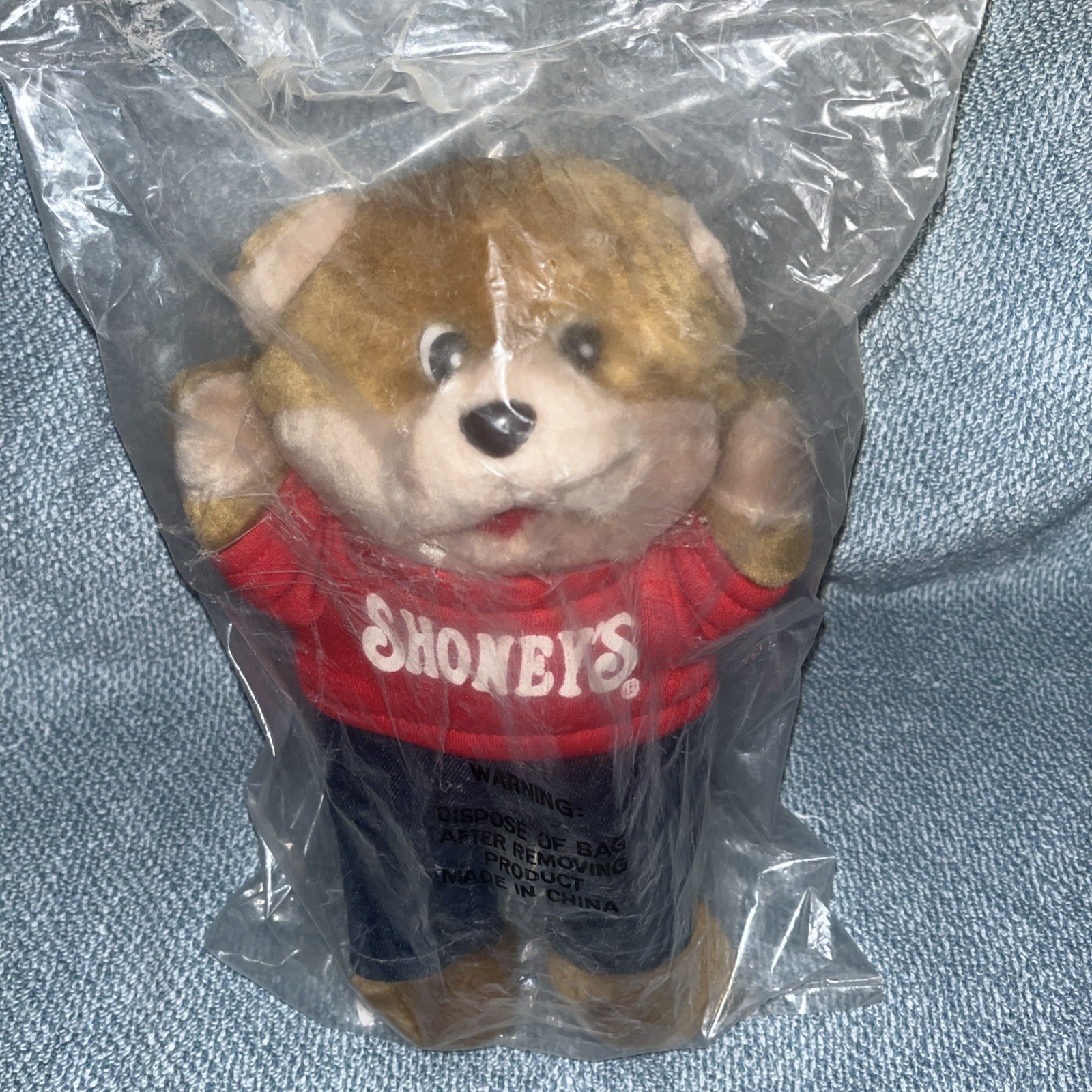 VTG Shoney's Restaurant Shoney Bear 11” Plush In Red Sweatshirt New Toy Prize