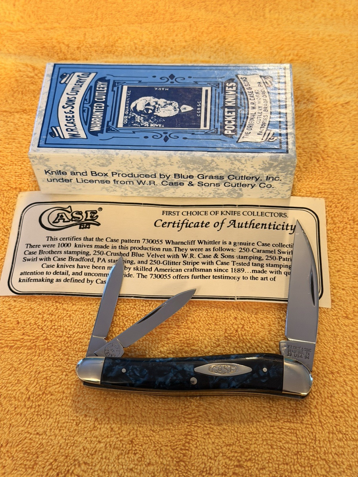 1994 Case XX 730055 Crushed Blue Velvet Wharncliff Whittler 1 of 250