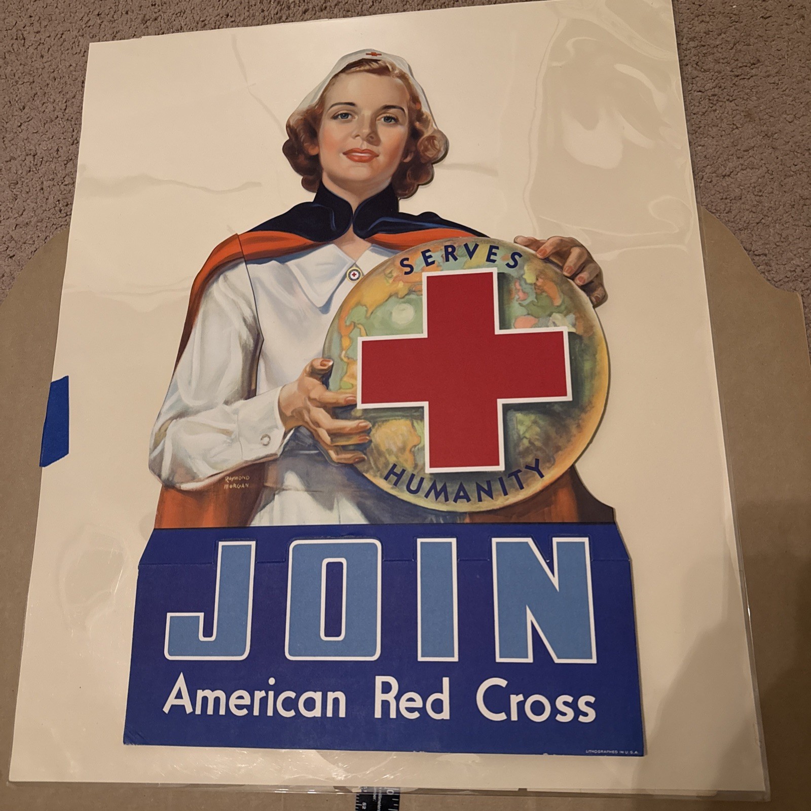 WWII American Red Cross Poster Counter Display Stand-Up
