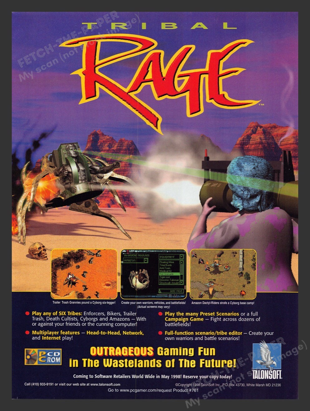 1998 Tribal Rage Video Game Print Advertisement