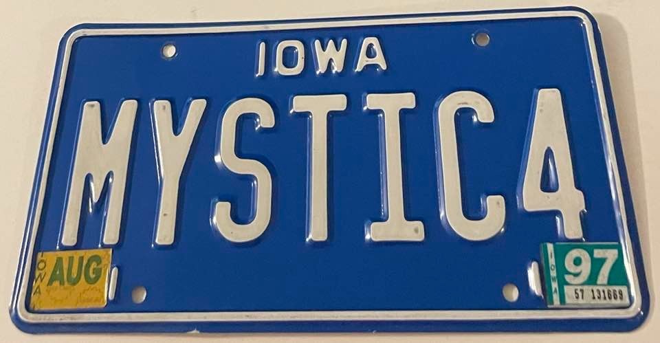 MYSTIC4 Vanity License Plate Iowa MYSTIC 4 For Powerboats Excaliber Saiyan