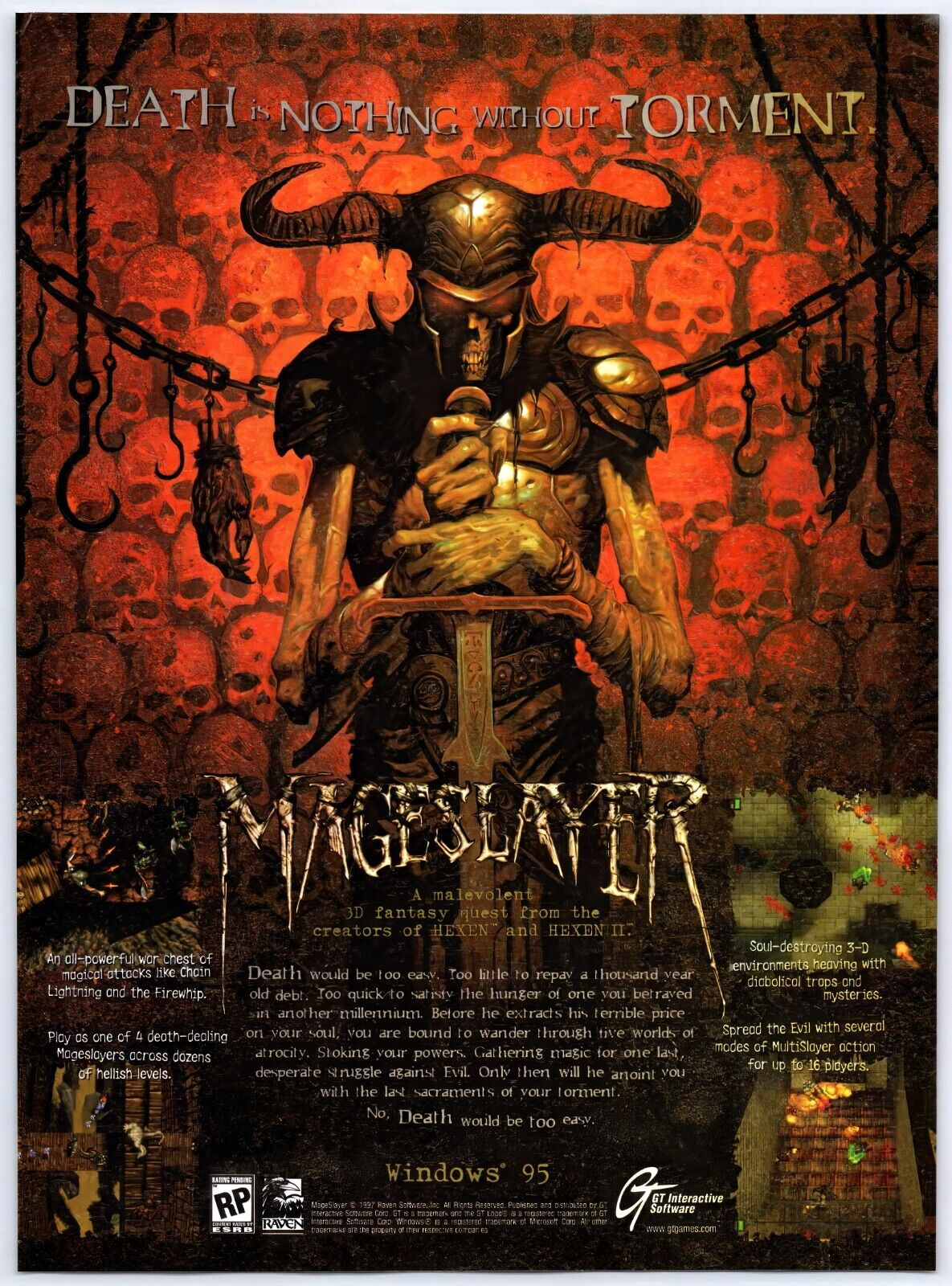 Vintage Print Ad 1998 MageSlayer PC Game Raven Soft Original Promo Poster Art