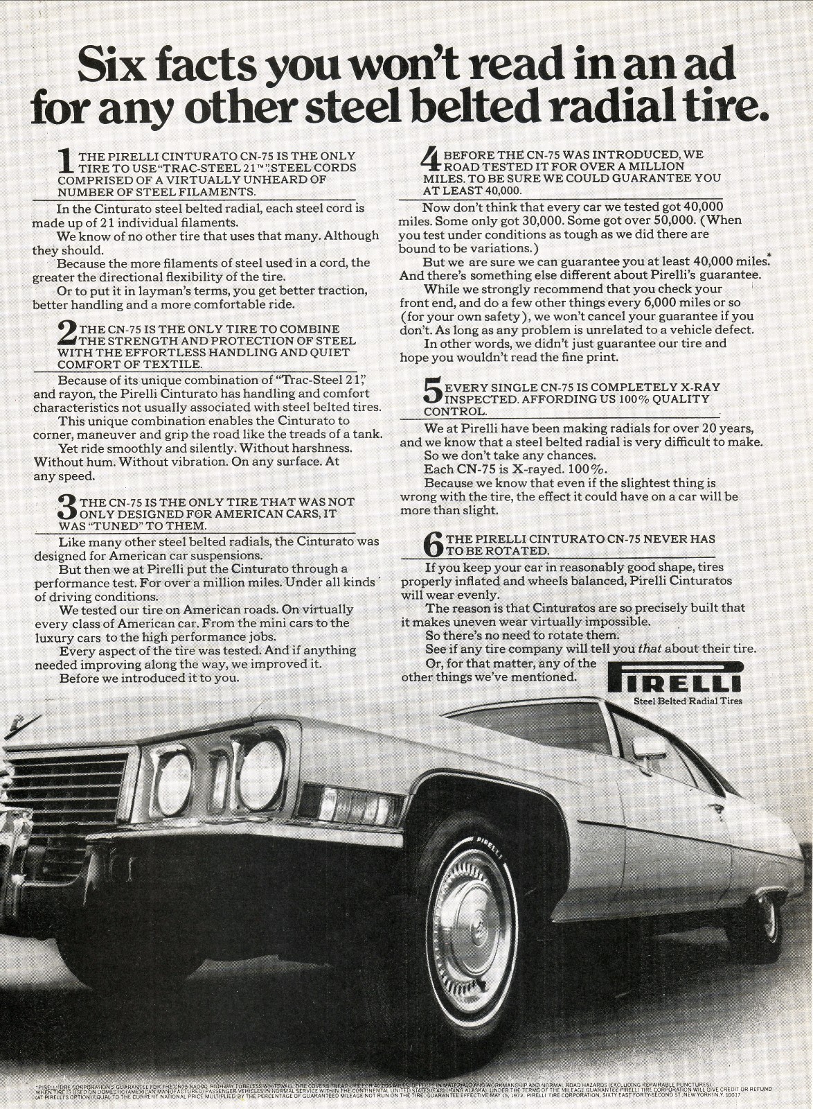 Pirelli Tires--1972 Print Ad