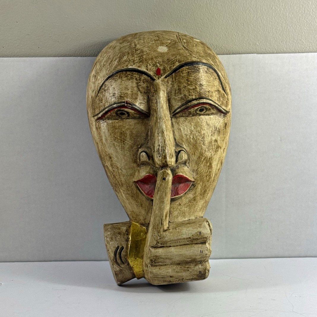 Indonesian Carved Wall Mask Hanging Decor \
