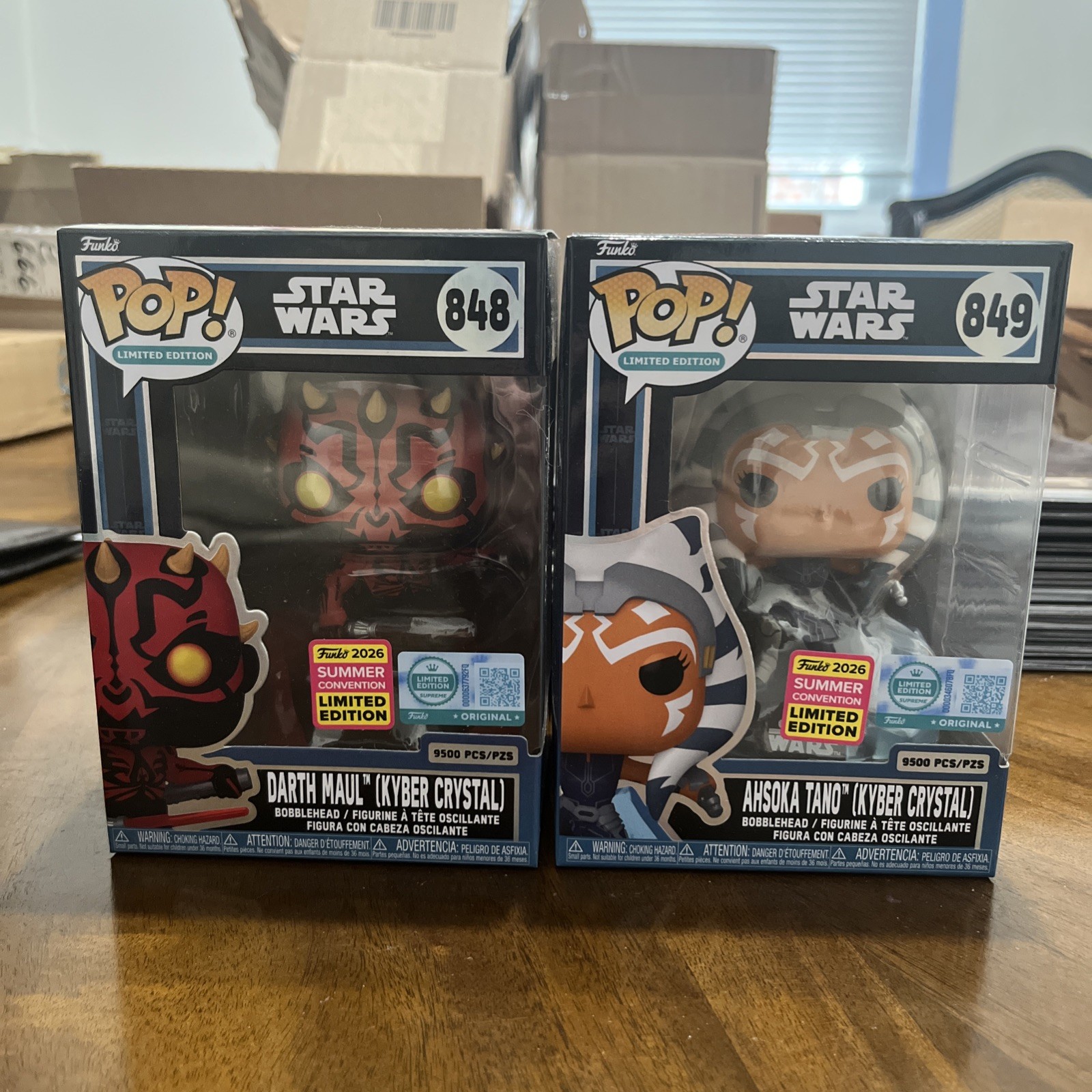 Funko Pop Star Wars Darth Maul #848 & Ahsoka #849 Kyber Crystal SDCC 2026 SHARED