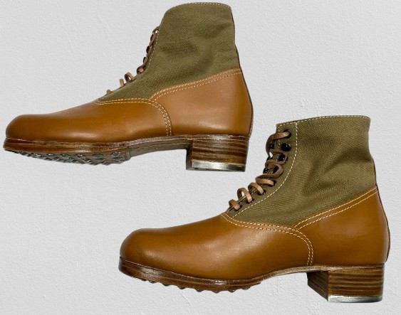 WWII GERMAN M31 AFRIKA KORP DESERT COMBAT FIELD LEATHER WEB LOW BOOTS