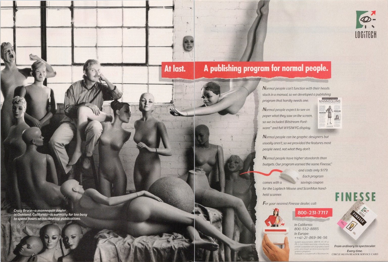 Logitech Finesse Publishing Software 1989 Vintage 2pg Magazine Print Ad
