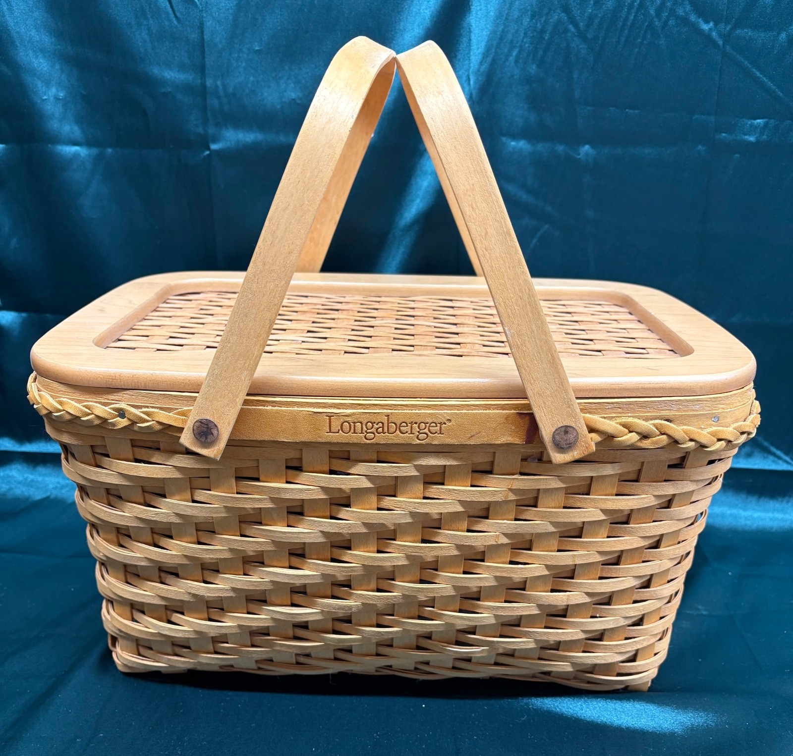 Longaberger 2000 Vintage Founder’s Market Picnic Basket Tribute To Dad