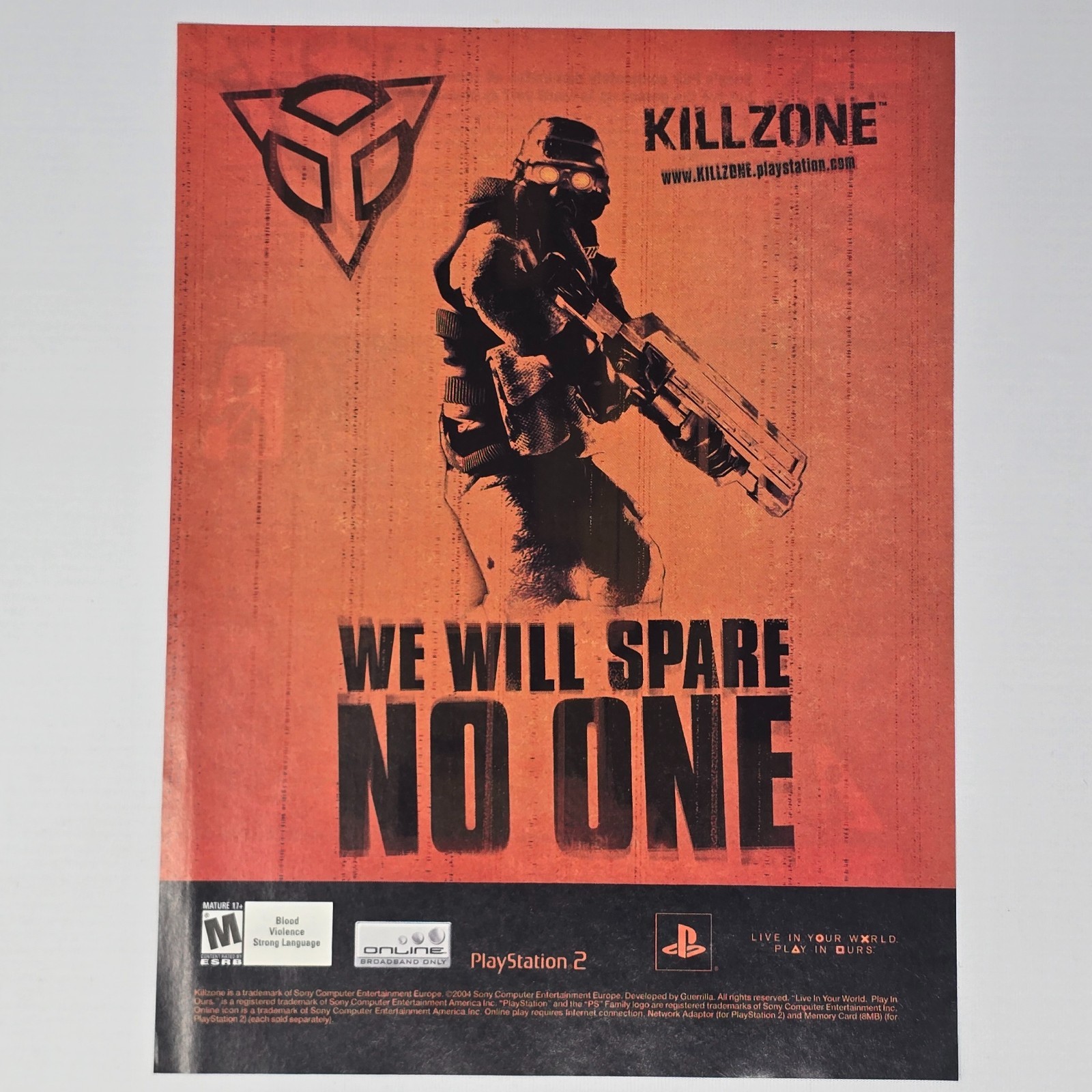 Kill Zone PlayStation 2 PS2 Spare No One Print Ad/Poster