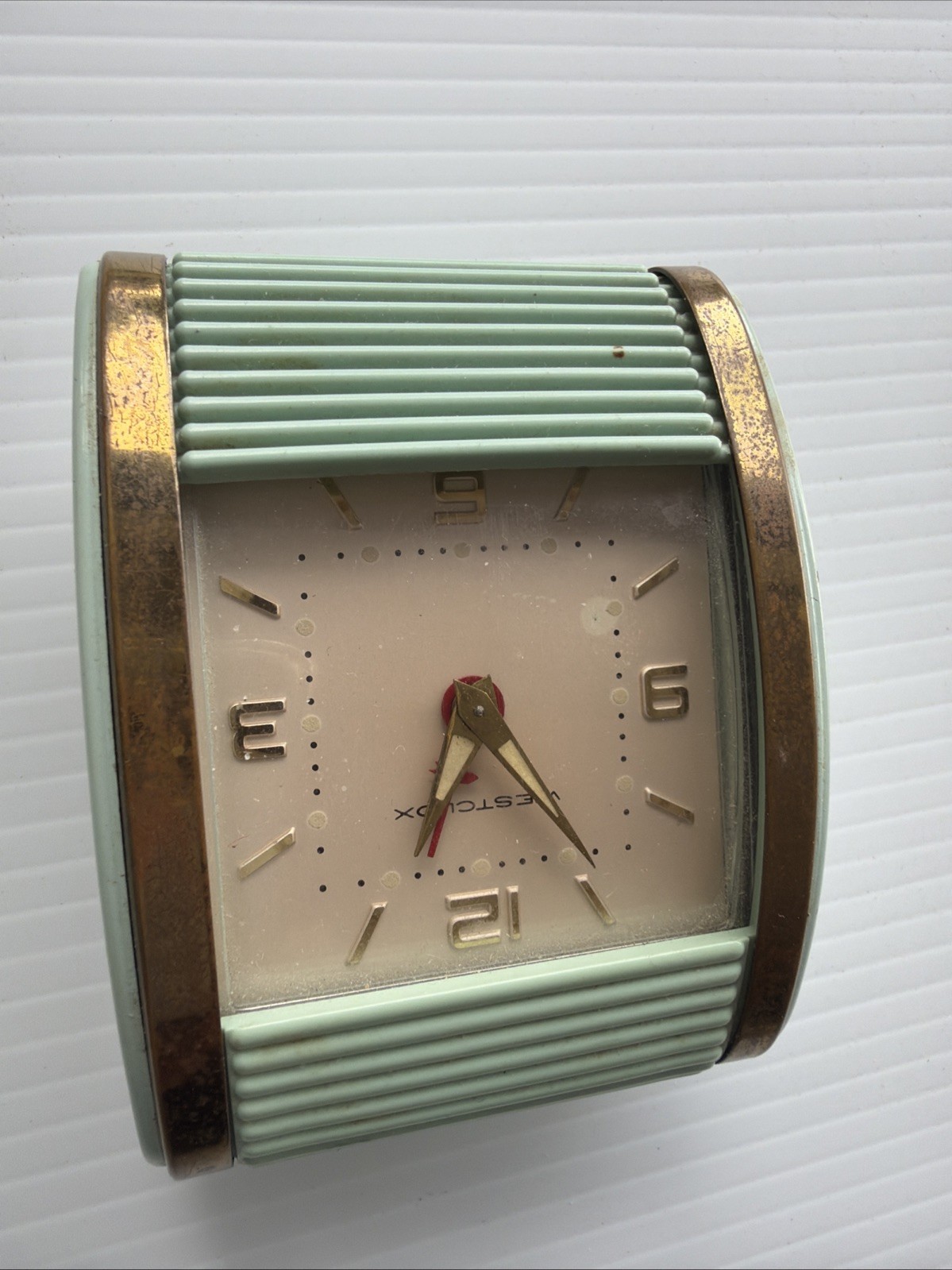 Vintage Art Deco Westclox Luminous Travel Alarm Clock / Works