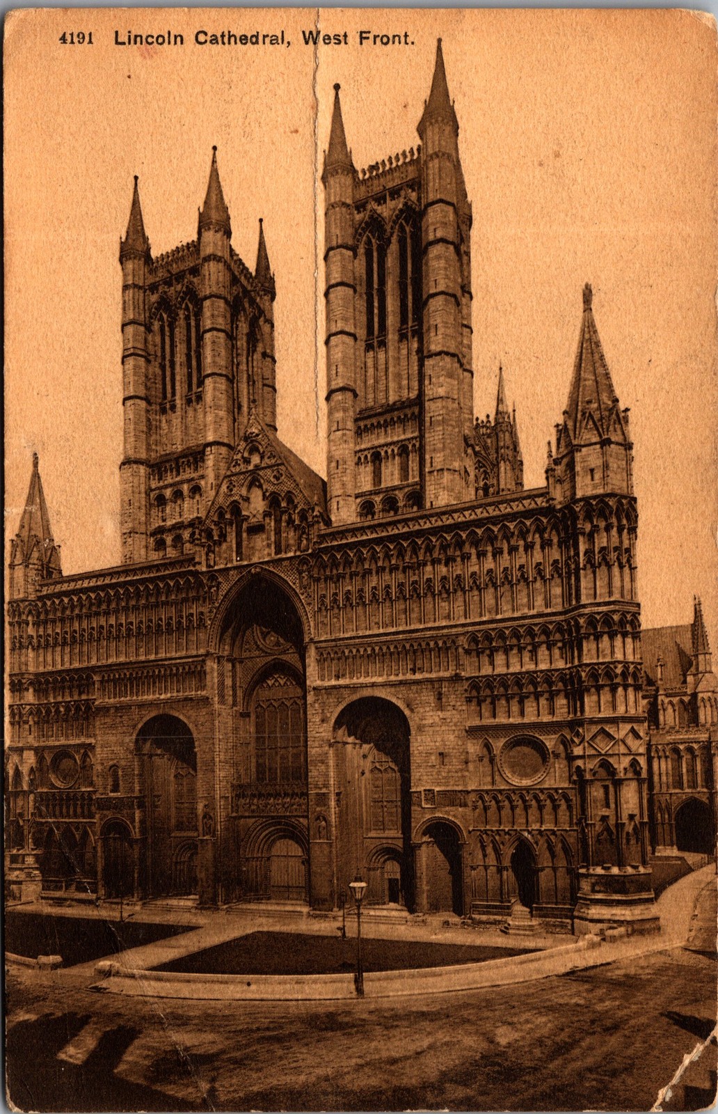 1909 Lincoln Cathedral West Front England Photochrom Postcard