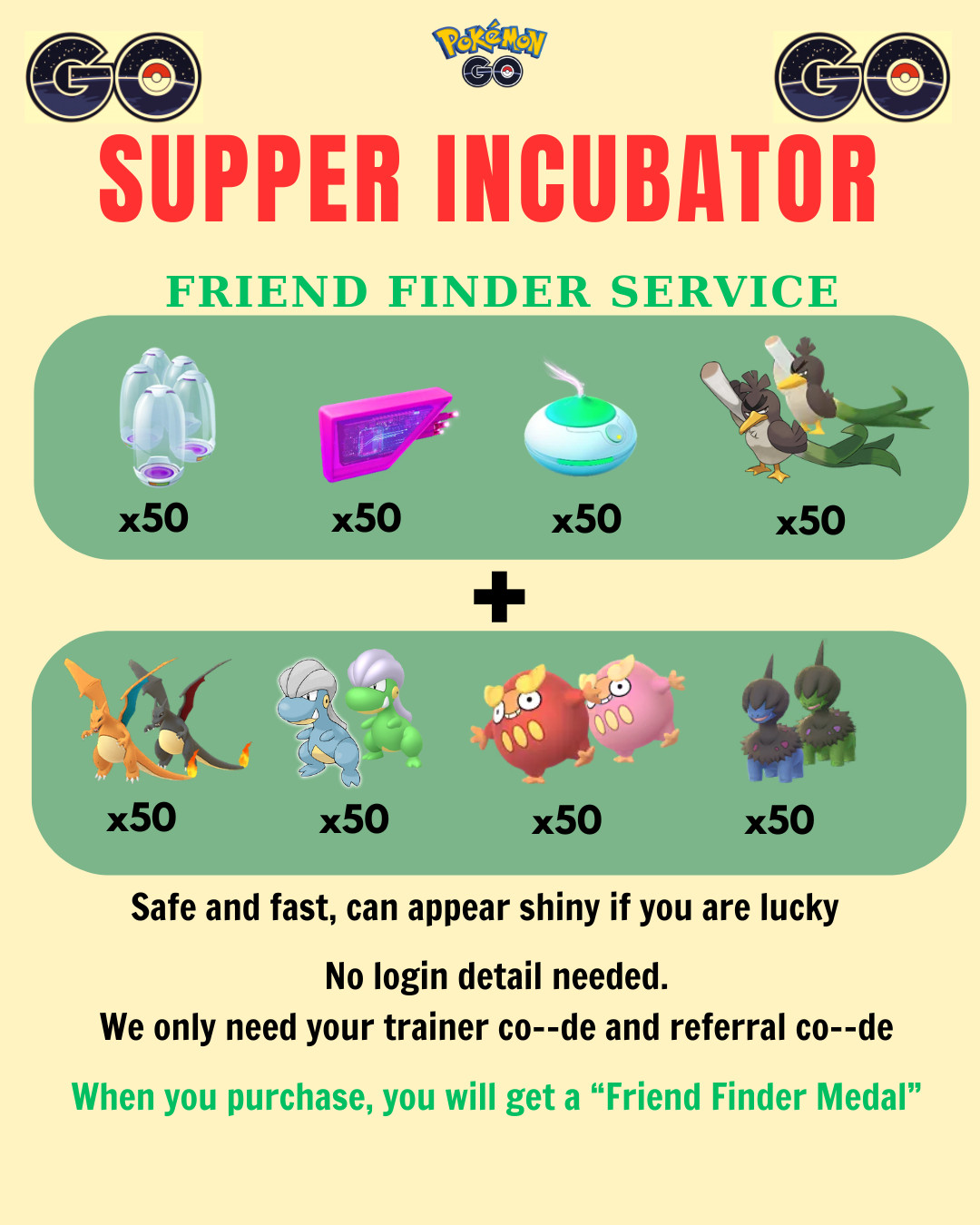 Pokémon || Supper Incubator ✨ FAST SALE ✨ DONE in 24 - 48hrs ✨ Read Description