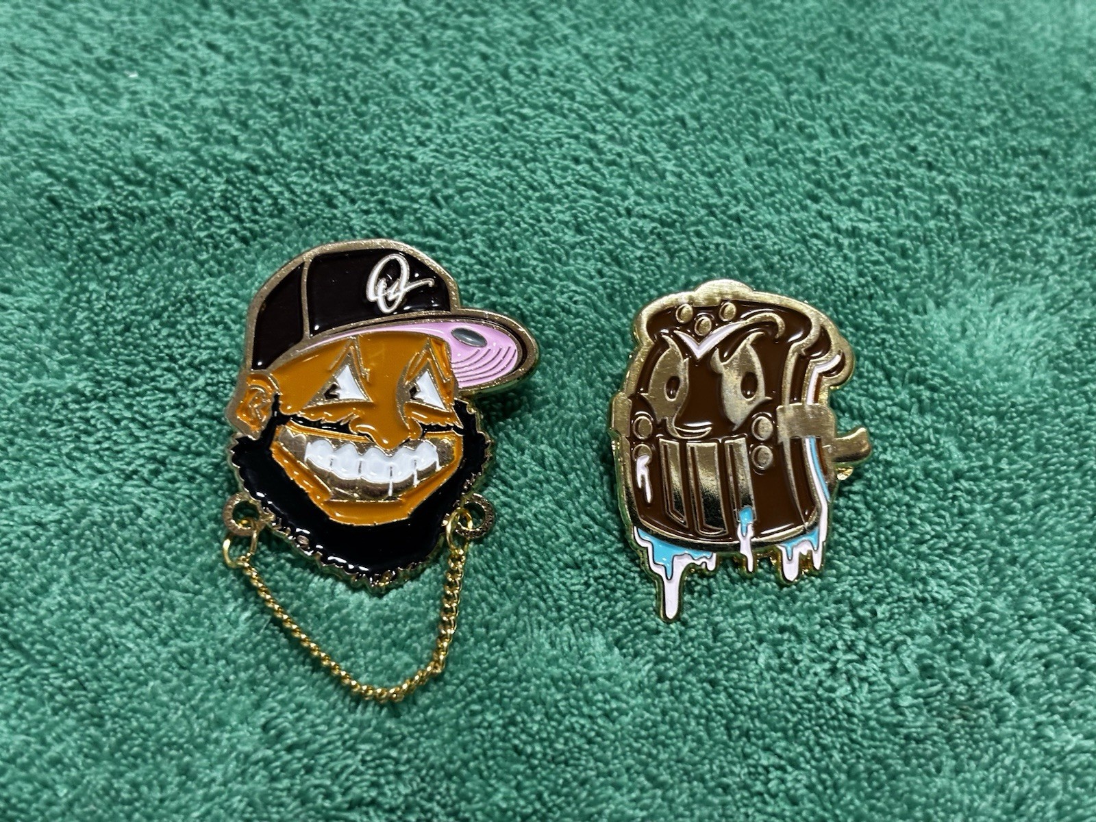 Hat Club PBJ Mask Hat Pin Set Brown Pink Blue Gold Pink Bottom Jus Friends & Fam