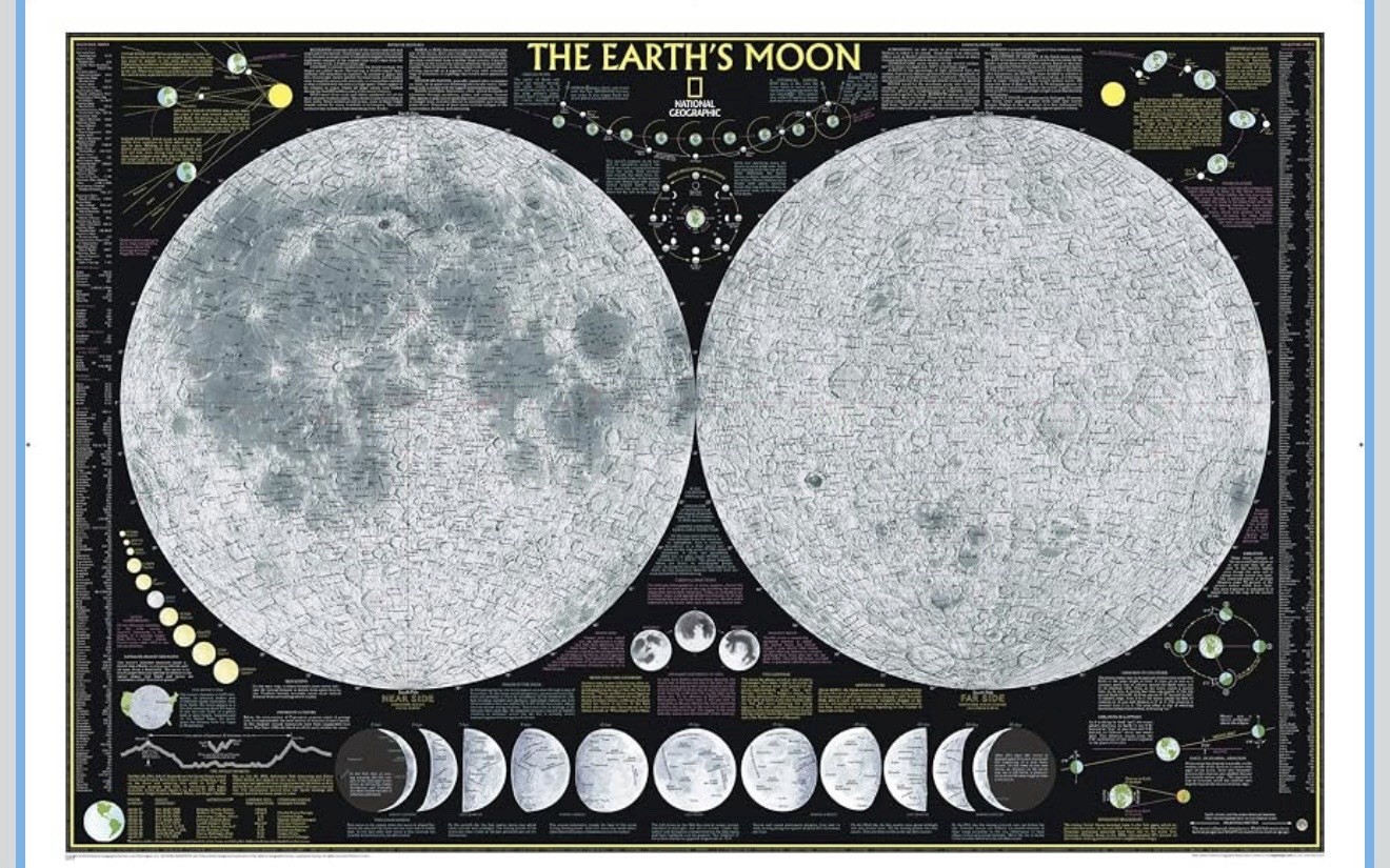 National Geographic The Earth’s Moon Poster, Moon Phases, 42.5 x 28.5 inches 