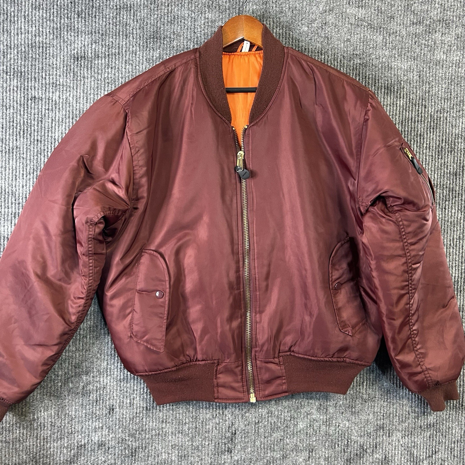 Vintage Flyers Bomber Jacket Men’s Large Burgundy MA-1 Intermediate Reversible