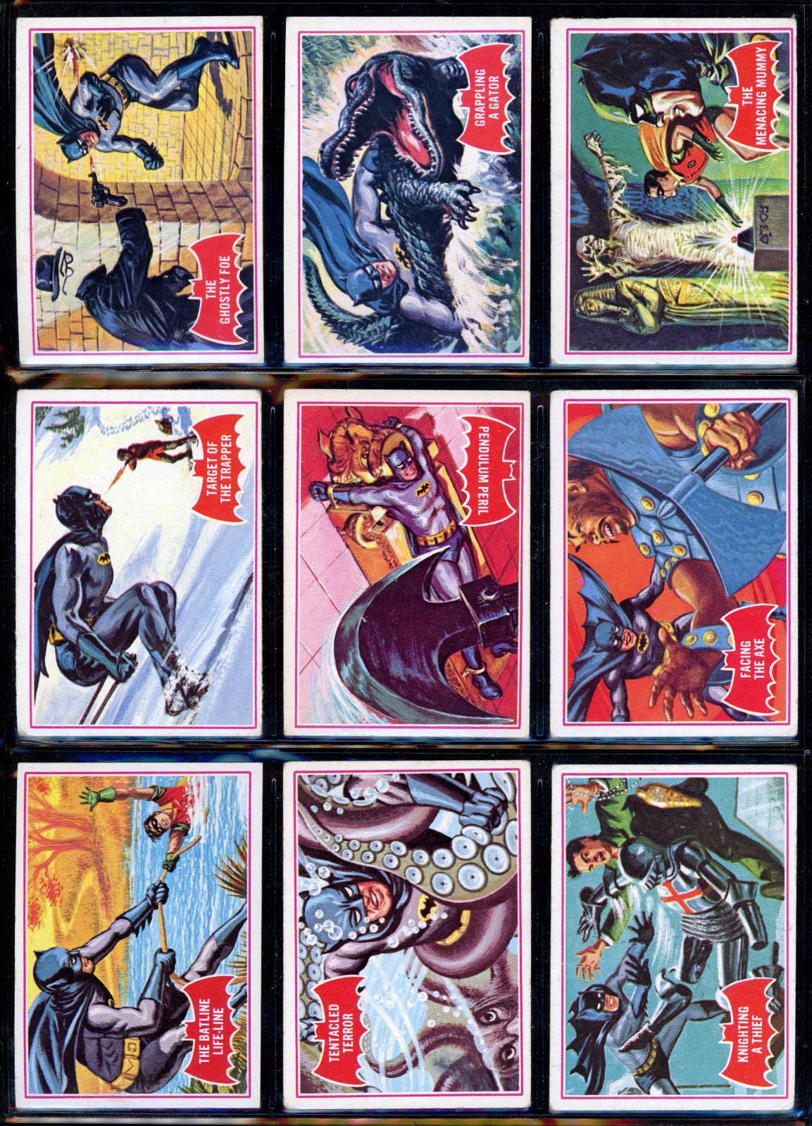 1966 TOPPS USA BATMAN Red Bat COMPLETE 44 CARD SET EX+ Puzzle Back Robin Joker