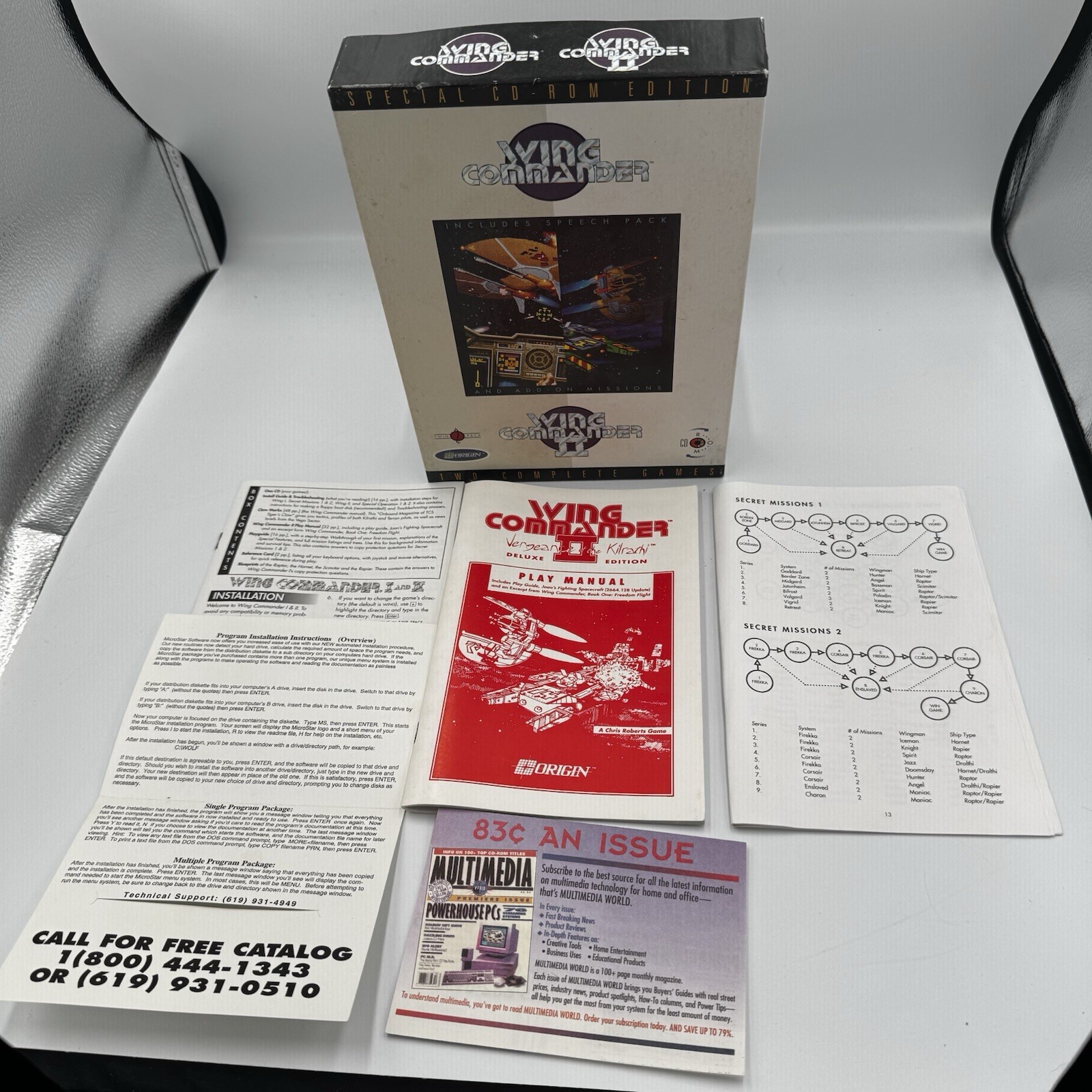 BOX ONLY** Wing Commander II Special CD-ROM Edition Big Box PC Game Vintage