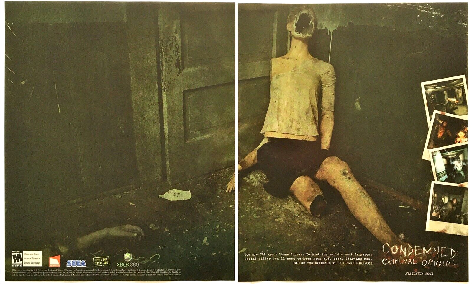 Print Ad 2005 Condemned Criminal Origins XBOX 360 PC Original Promo Poster Art