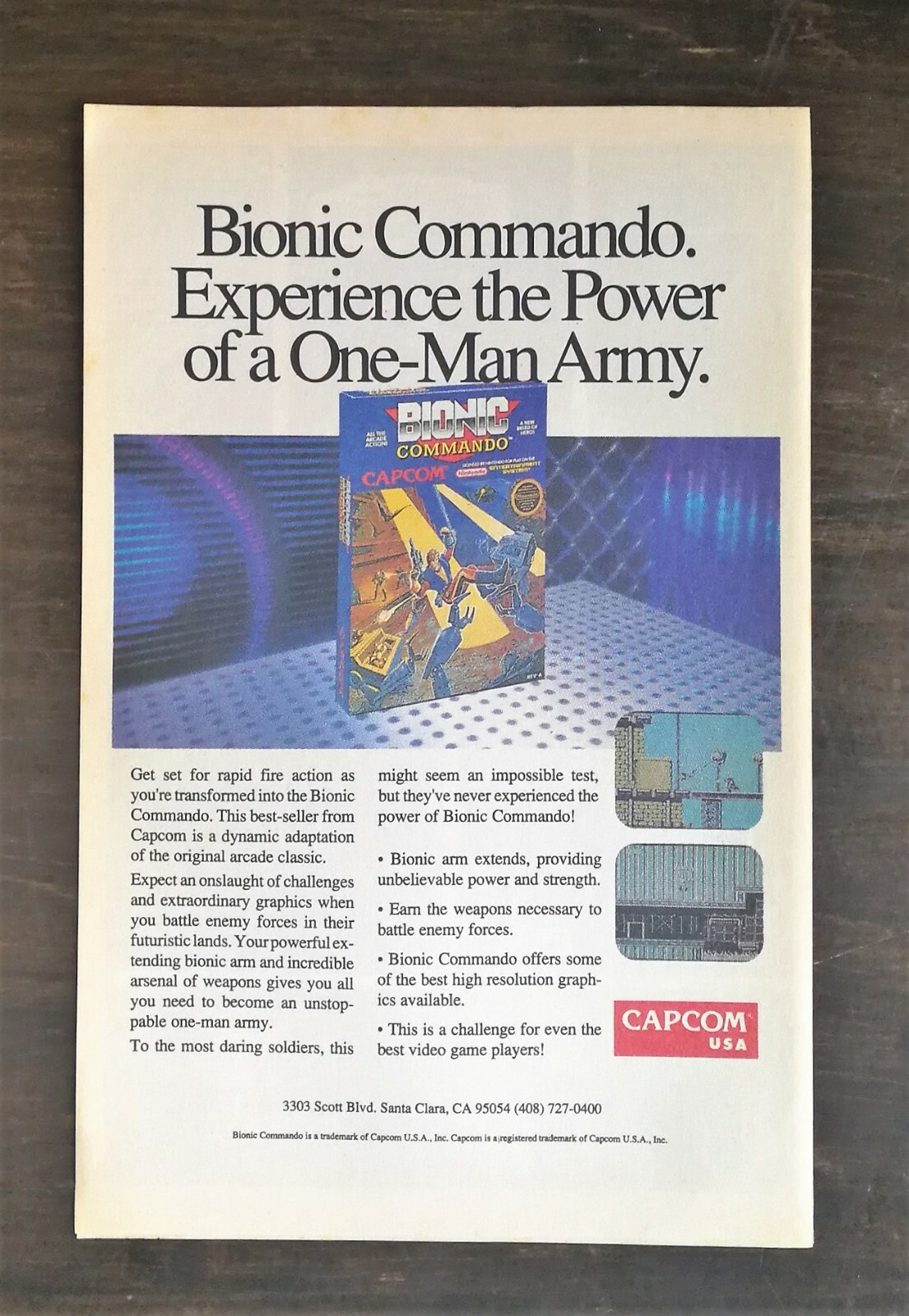 1989 Bionic Commando Video Game Full Page Ad
