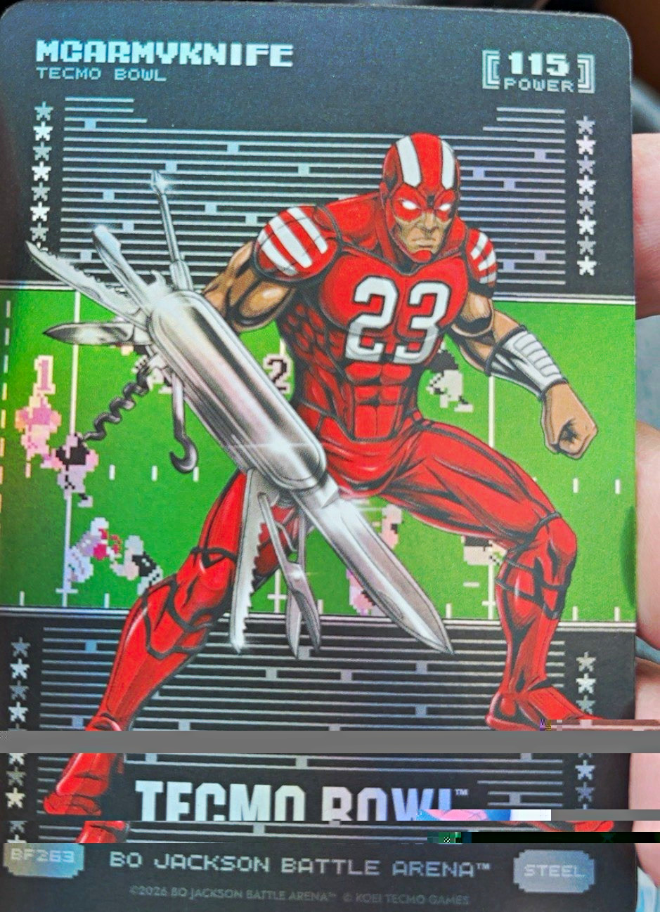 Tecmo Bowl 2026 Bo Jackson Battle Arena Hologram MGAArmyknife Card BF263