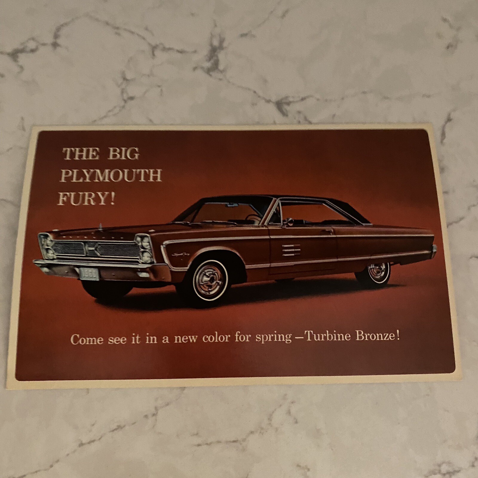 Original 1966 Plymouth Fury Oversized Postcard