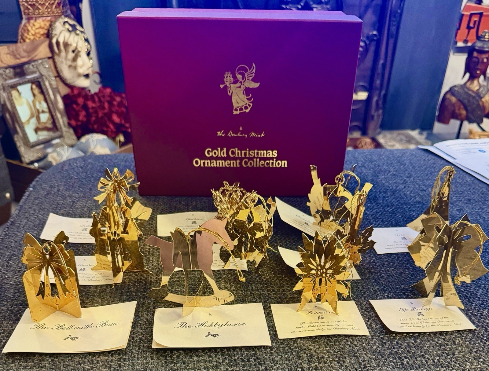 11 Vintage 23kt Gold-Electroplated ЗDChristmas OrnamentDanbury Mint Co