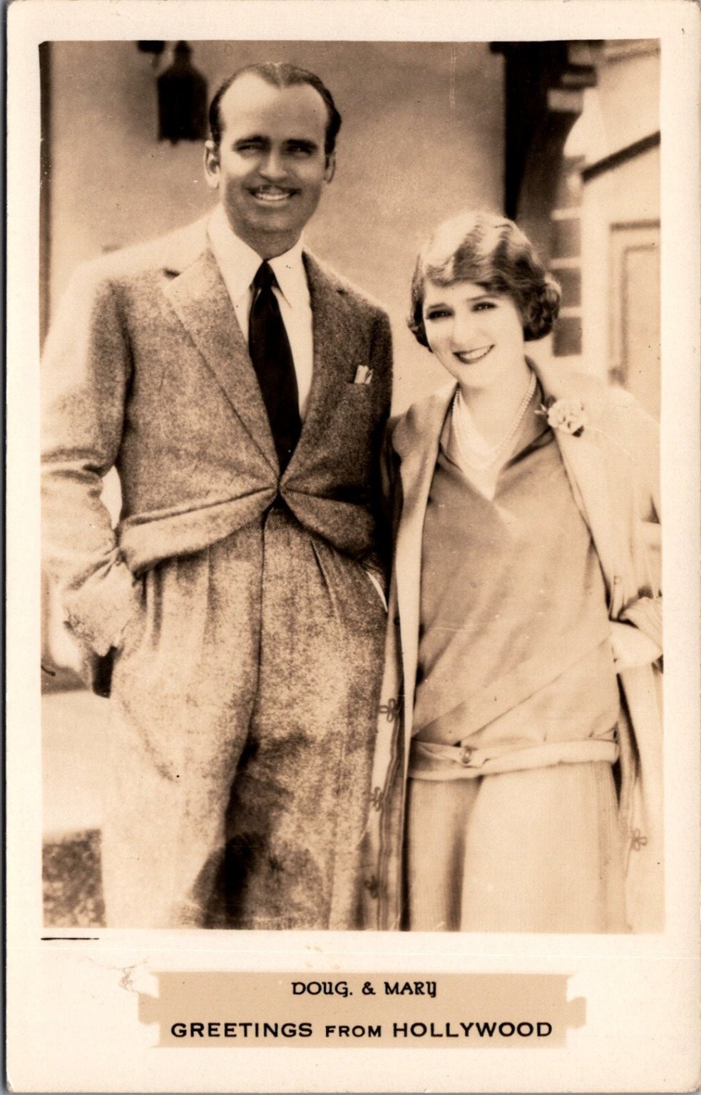 Doug & Mary Fairbanks Pickford Hollywood Vintage Postcard 1920s Movie Stars
