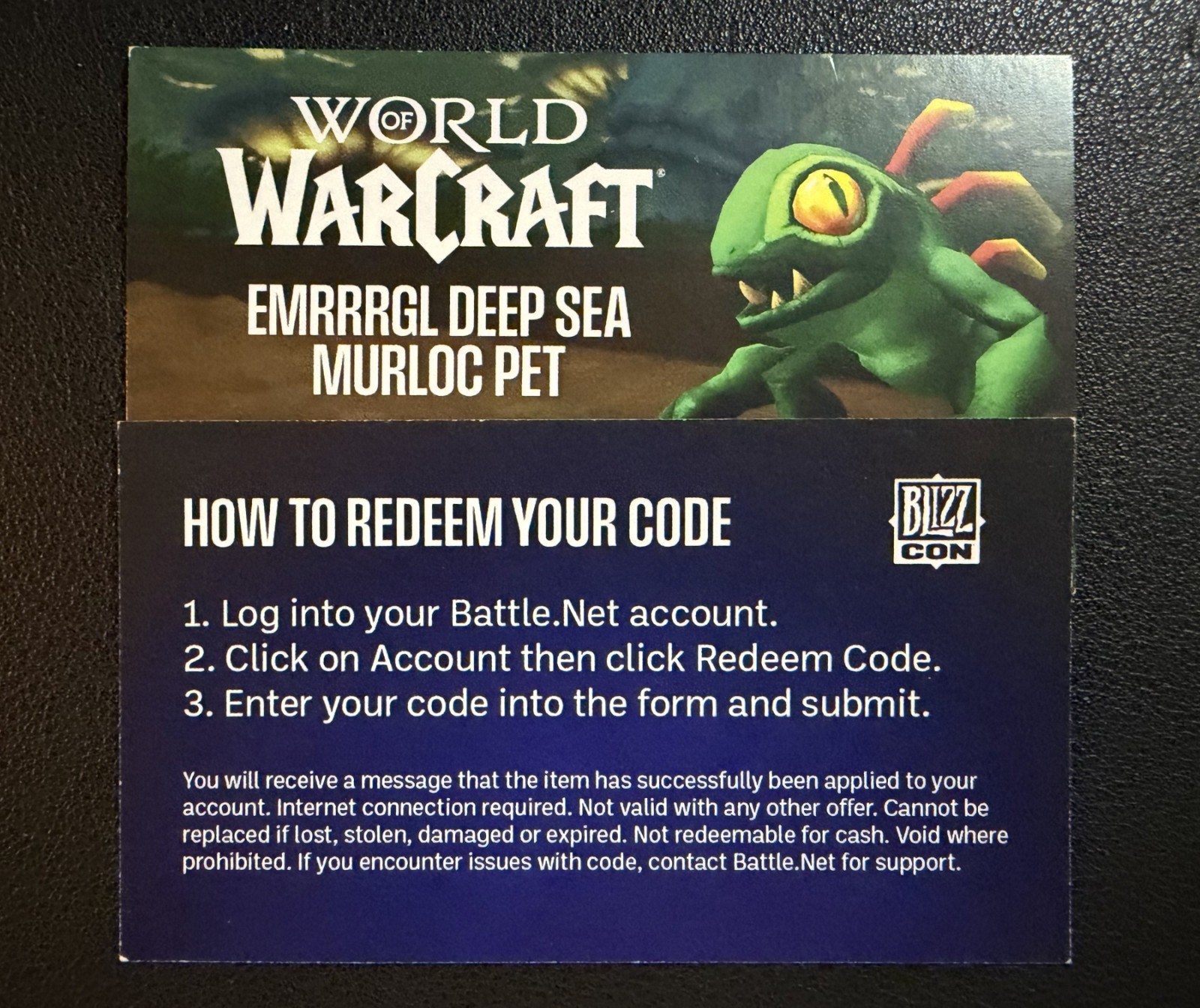 CODE only WoW World of Warcraft Emrrrgl Deep Sea Murloc in game Pet - No Funko