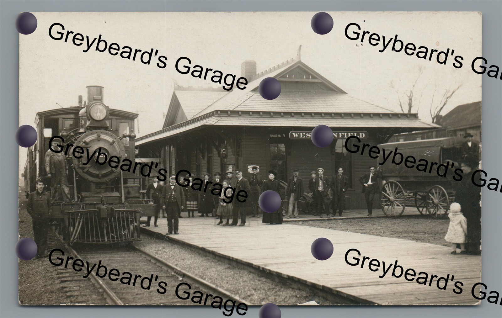 RPPC Railroad Train Station Depot WEST WINFIELD NY New York Real Photo Postcard