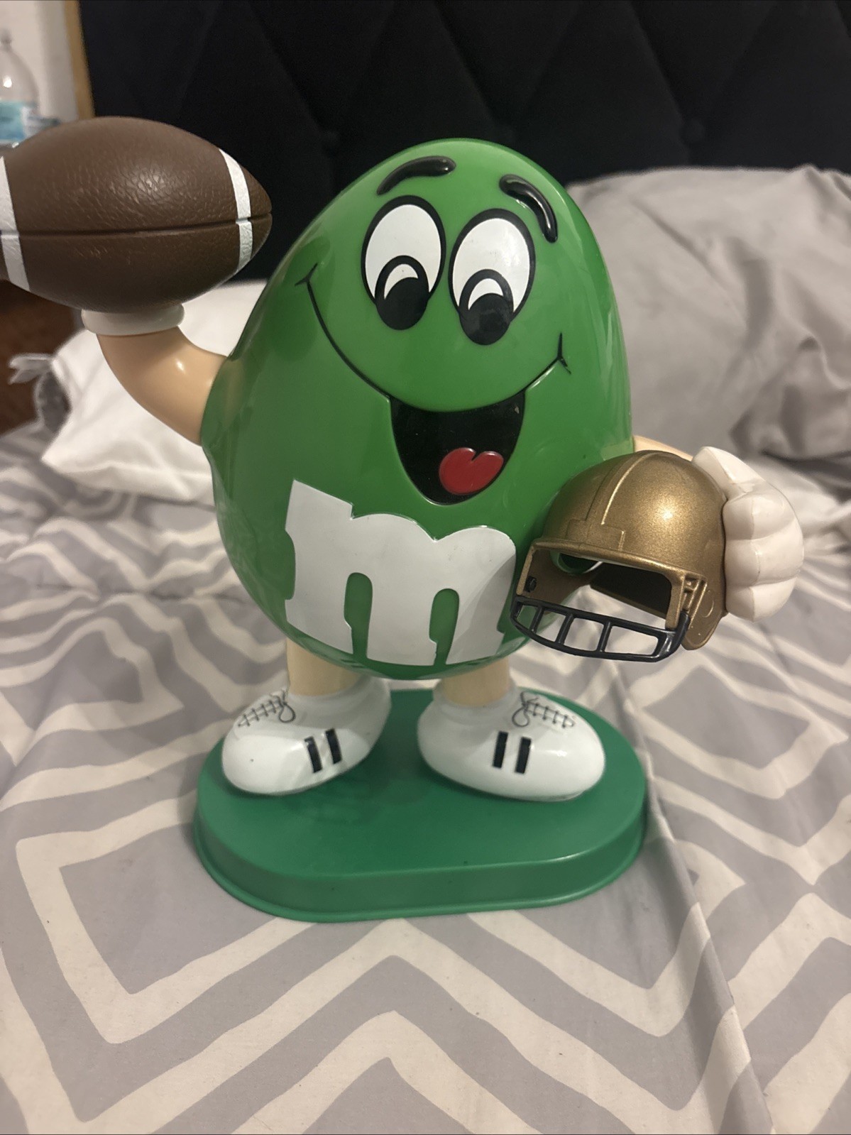 Vintage 1995 Green M&M Football Player Candy Dispenser Collectible