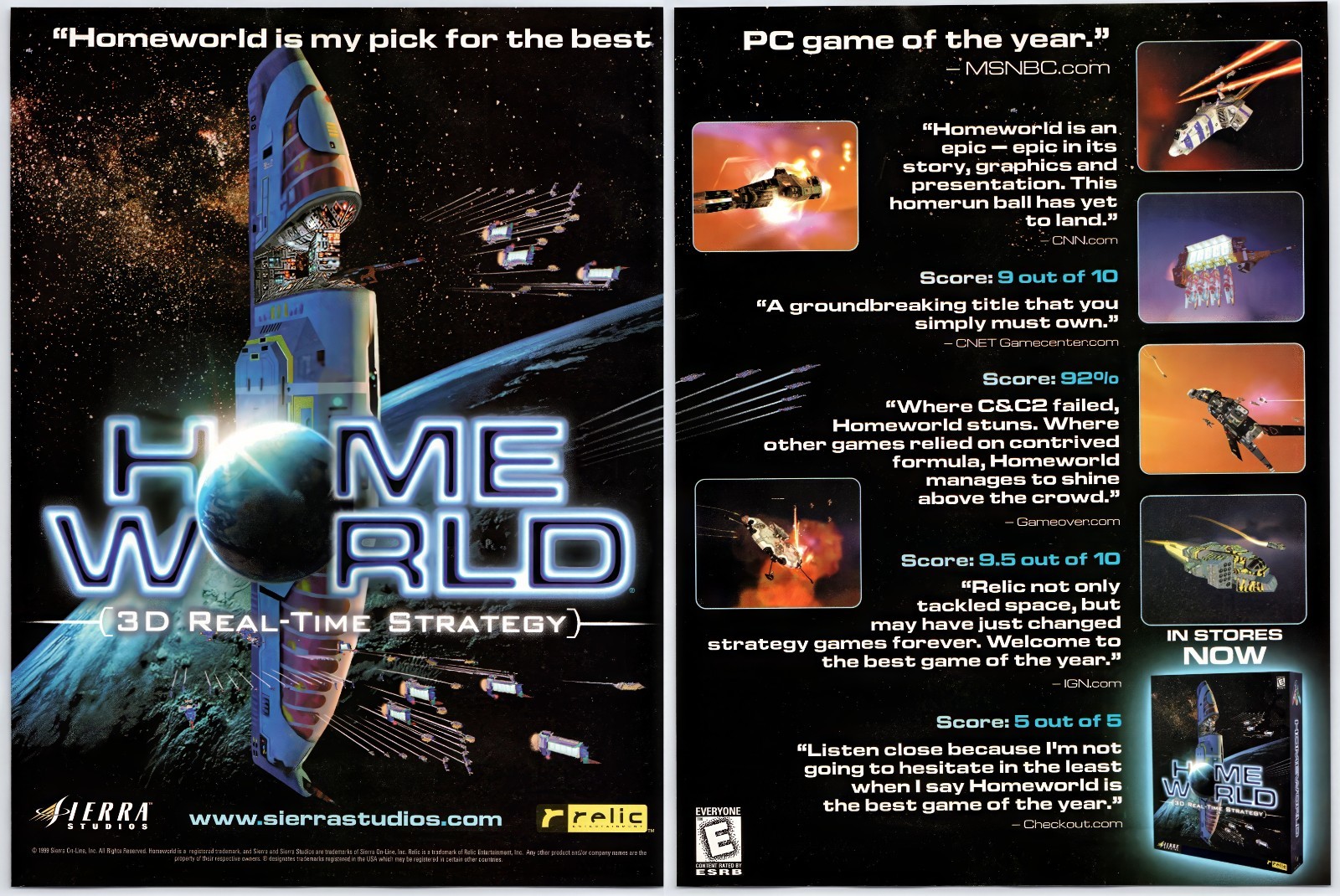Homeworld - PC Game - Sierra/Relic - Vintage Original Print Ad/Poster Promo 1999