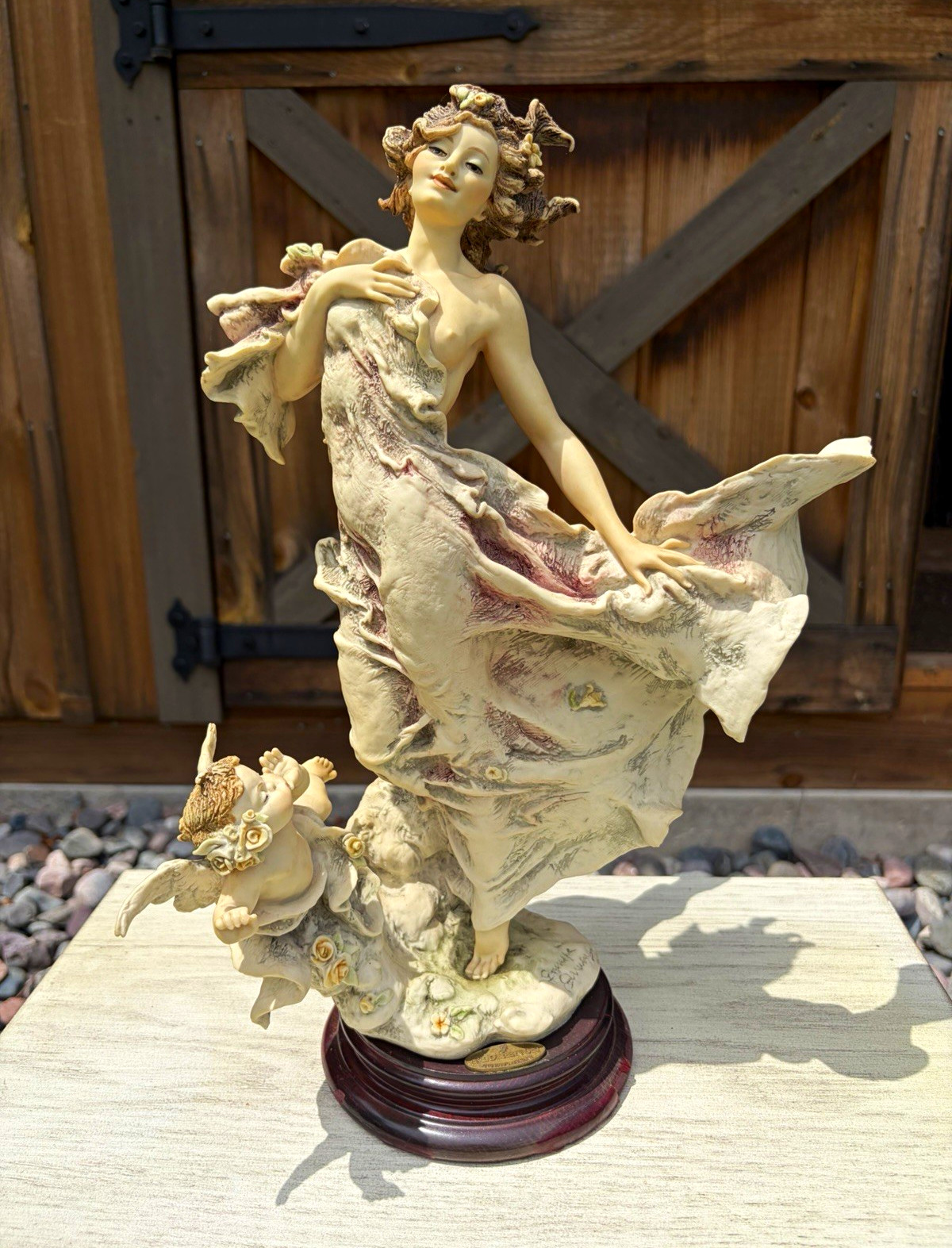 Florence by Giuseppe Armani Hand Painted Signed Porcelain Woman & Cherub 1996