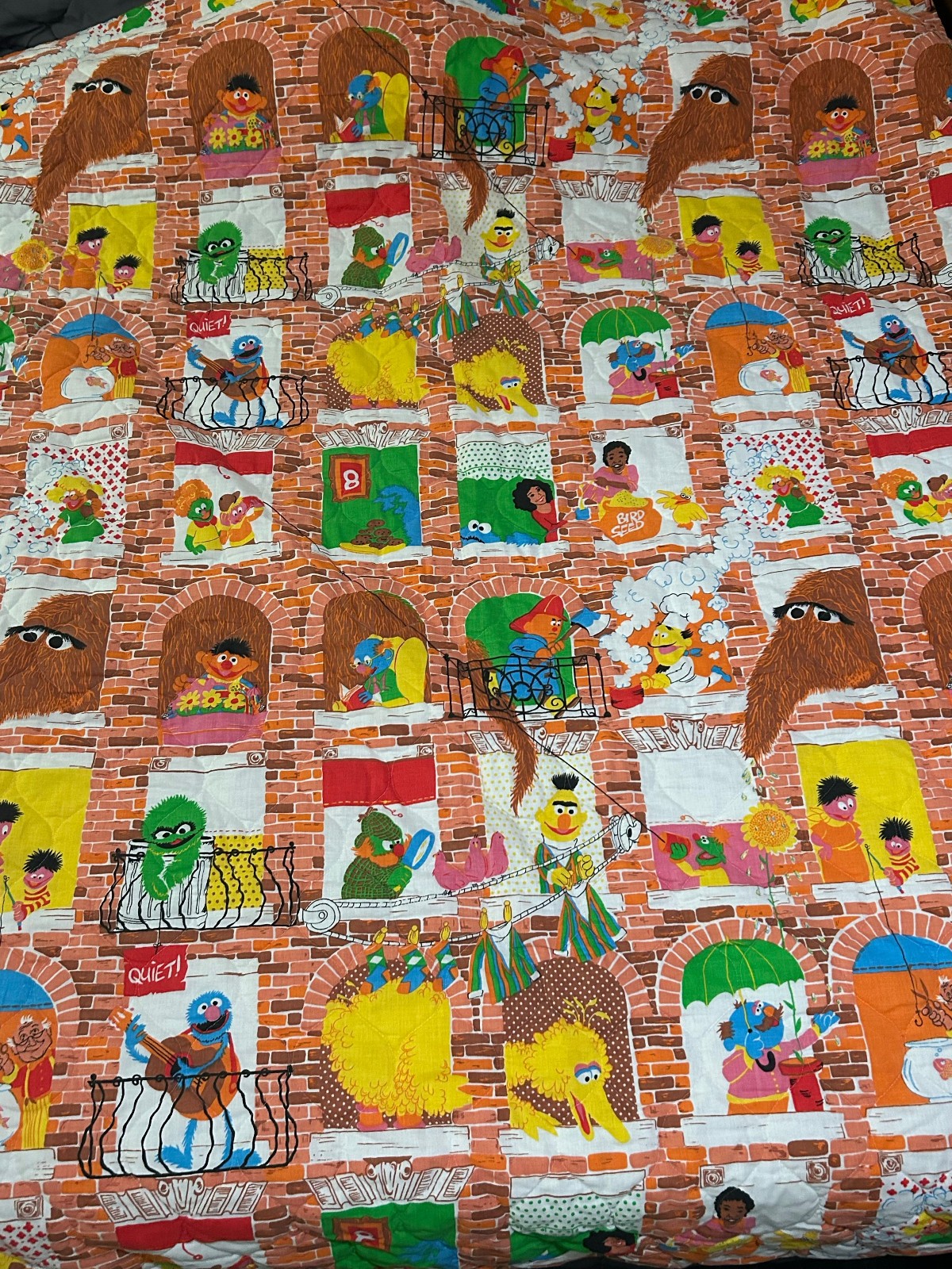 Vintage Sesame Street Collection Twin Comforter 81x110 Burlington Muppets 1980s