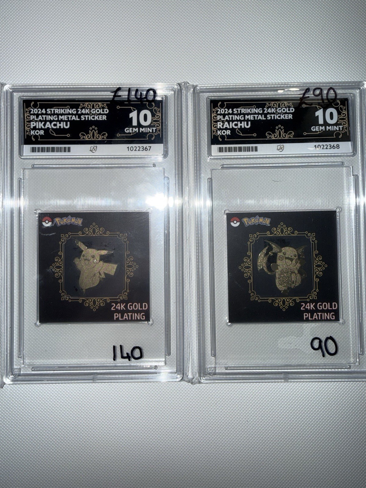 Pokemon 24k Gold Pikachu Riachu Sequential Ace 10s