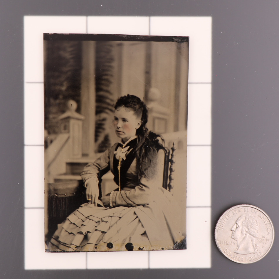 Antique CDV 6th Plate Tintype Photograph of a Seated Victorian Woman #1242